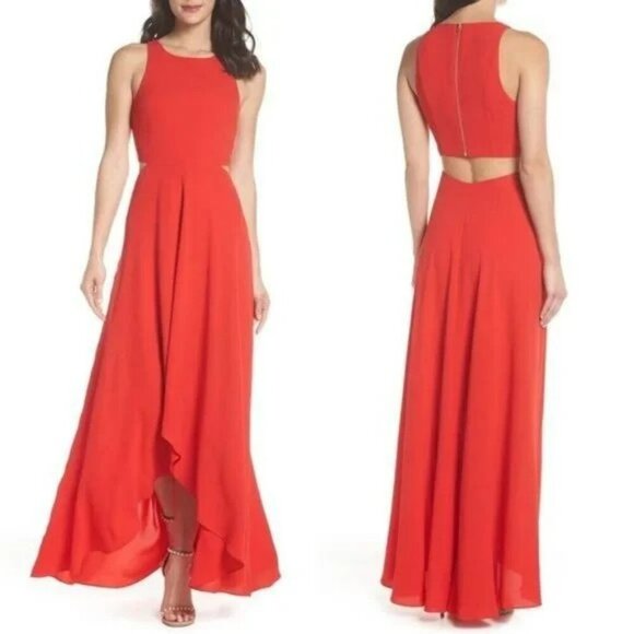 Ali & Jay Bohemian Rhapsody Cherry Red Maxi Dress Evening Gown - Size Small - Picture 1 of 11
